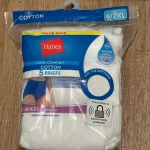 Hanes Women’s Sz 9 (2XL) Cool Comfort Cotton Briefs - White 5 Pack